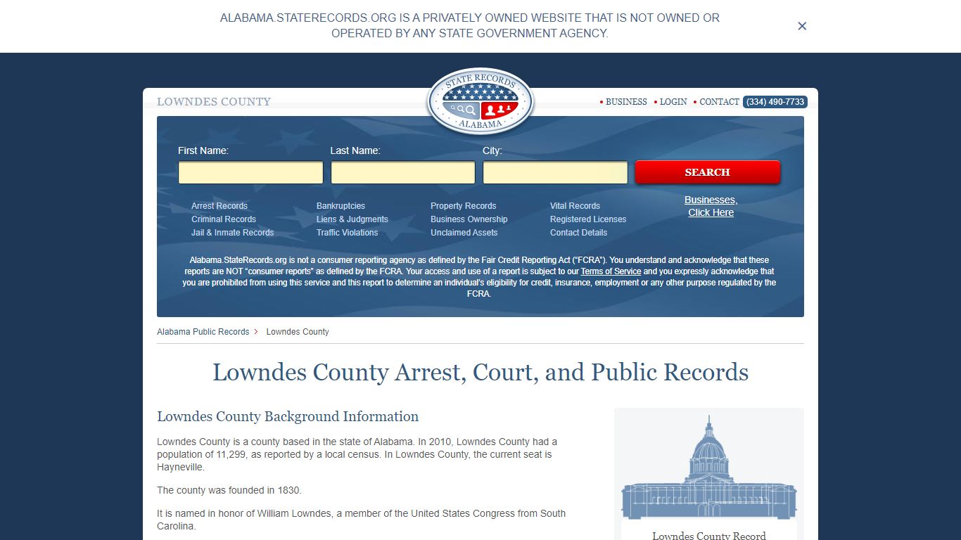 Lowndes County Arrest, Court, and Public Records